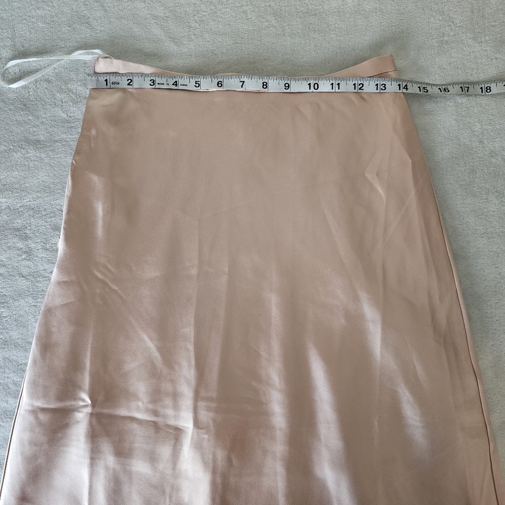Commense Light Pink Satin Midi Skirt A-Line Size S Slip Skirt - Picture 8 of 9